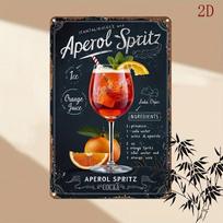 2D Flat, 1pc Vintage Aperol Spritz Roostertail Wall Art Plaque - 12x8 Inch Iron Tinplate Sign with Pre-Drilled Holes, Fade-Resis 20X30CM