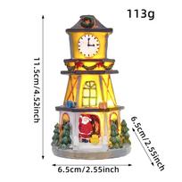 LED Christmas Resin Clock Tower Ornament - Luminous Small House Decoration Gift