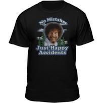 Official Bob Ross No Mistakes Just Happy Accidents Black T-shirt S įvairiaspalvis