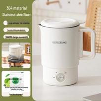 316 nerūdijančio plieno sulankstomas kelioninis elektrinis virdulys: Nešiojamas Mažas Lauko Naudojimui Portable Detachable 1000ml Kettle white