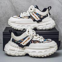 Platform Sneakers for Mens Designer Tire Sole Sport Shoe Fashion Casual Leather Fabric Breathable Height Increased Shoes for Men 39