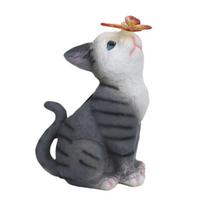Dervos Katės Statulėlė su Saulės Šviesa Vandeniui Atspari Automatinis Įjungimas/Išjungimas Įkraunama LED Saulės Lempa Sodo Figūrėlė Lauko Dekoracija Cat