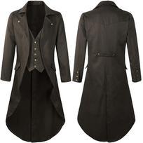 LisdinoMens Steampunk Gothic Jacket Victorian Tailcoat Vintage Halloween Costume Tuxedo Coat Uniform M ruda