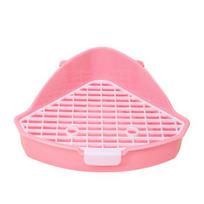 Small Pet Toilet High Fence Detachable Hollow Platform Easy Cleaning Rabbit Litter Pan Animal Potty Trainer Bunnies Corner Toilet Box Ferret Hamster rožinė