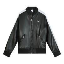 PUMA T7 Faux Leather Baseball Jacket 'Black White' Men's 636319-01 M