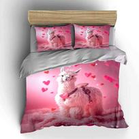 Adorable Alpaca Plush Decoration Set Soft Comfortable Duvet Cover Bedding Set Included 1*Duvet Cover & 2*Pillowcases, Gift EU Twin 135X200cm&set