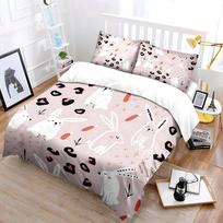 Cute Bunnies And Carrot Patterns Bedding Set For Kids Luxury Gift 3Pcs Digital Print Comforter Set Soft Comfortable Breathable (as the picture,EU Twin 135X200cm&set)