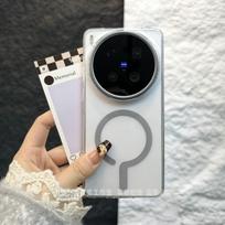 Dėl VIVO X300 Ultra X300s 5G dėklo Kietas PC Magnetinis Plonas Neslystantis Atsparus Kritimui Telefono Galinis Dangtelis Dėl VIVO X300Ultra Korpuso Buferis vivo X300 Ultra pilka spalva