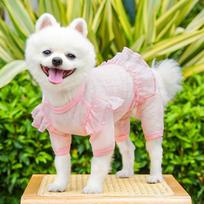 Breathable Dog Cooling Jumpsuit Quick Drying D-Ring Design Pet Sun Protection Clothes Flying Sleeves Thin Fabric (Pink,M) rožinė