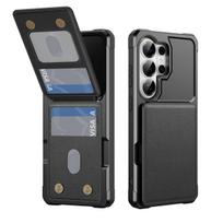 Odinė kortelės laikiklio telefono dėklas, skirtas Samsung Galaxy S26 Ultra S24 S23 S22 S21 Plus S25 FE A57 A37 A17 A16 A36 A56 Apsauginis dangtelis Galaxy S22 5G juoda