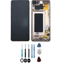 Ecran LCD & vitre tactile - SAMSUNG - Galaxy S10+ G975F - blanc céramique - sur châssis - original balta