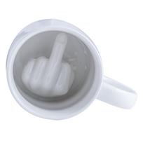 Creative Middle Finger Ceramic Mug - Prank Tea Cup with Gesture Design 301-400ml balta