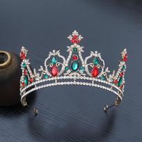 1pc Fashion Christmas Vintage Royal Hair Crown Sparkling Rhinestones Ornate Festive Design Perfect Holiday Elegance Occasions auksinė