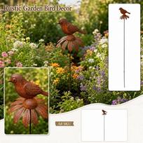 Metal Bird Garden Stake with Rust Finish Outdoor Yard Decoration Creative Flower Topper for Patio Lawn and Garden one size
