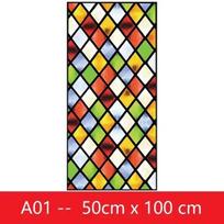 Stained Glass Window Film, Window Privacy Films, Colorful Lattice Window Tint, Rainbow Glass Decals for Home Anti UV 50 x 100 cm
