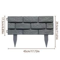 4Pcs Garden Fence Imitation Stone Plant Support Stake Outdoor Edging Decorative Border DIY Lawn Yard Landscape Plant Fence pilka