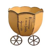 Retro Pumpkin Cart Flowerpot with Stylish Plant Planter Decorative Metal Drainage Hole Pot geltona