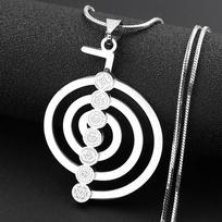 Spiral Cho Ku Rei 7 Chakras Stainless Steel Pendant Necklace Reiki Protection Healing Chokurei Snake Chain Necklaces Jewelry