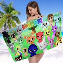 I-Incredibox S-Sprunki Anime Beach Swimming Towel Soft Absorbent Washcloth Children's Gifts for Kids Travel Camping Gym Cotton 30x30cm