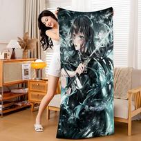 Muichiro Tokito Beach Towel Cartoon Cute Summer Kids Large Bath Pool Beach Towel Microfiber Absorbent For Swimming Travel Polyester 50x100cm