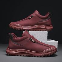 PARZIVAL  Leather Men Casual Shoes Versatile Loafer Outdoor Male Sneakers Autumn-Winter Work Shoe Zipper  Para Hombres 39