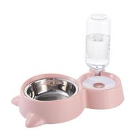 New 2-in-1 Cat Bowl Water Dispenser Automatic Water Storage Pet Dog Cat Food Bowl Food Container with Waterer Pet Waterer Feeder pilka