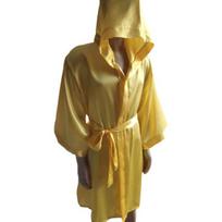 Yousheng Suaugusiųjų su gobtuvu bokso chalatas Kvėpuojantis vienspalvis iki kelių vyrams moterims boksininko Sanda kovos Cosplay kostiumas su diržu M brown