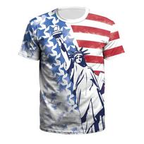 Amerikos Vėliavos Grafinis T-shirt Vyrams 3D Spausdintas JAV Laisvės Statulos T-shirt Vasaros Pavasario Trumpomis Rankovėmis Apvalia Kaklo Marškinėliai S gray