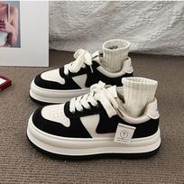 Black and White Panda Board Shoes Women's Spring New Thick-soled Versatile Sports and Leisure Shoes Ins Tide White Shoes 35