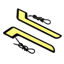 L-Shape Car LED Daytime Running Lights Fog Lamp White Car Light Universal DRL COB Car Accessories Black Shell-White Light