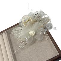 Temperament Mesh Bow Bead Tassel Women Ponytail Shark Clip Girl Headwear Accessories