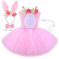 Children's Easter Bunny Tutu Dress - Mesh Puffy Skirt, Girls' Princess Hem Style S rožinė