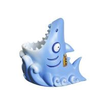 Cartoon Shark Pen Holder Creative Stationery Storage Box Resin Pen Holder  School mėlyna