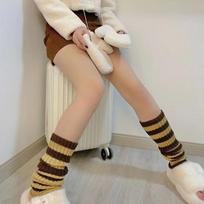 Retro Micro-Flare Dryžuotos Megztos Šildyklės Plataus Blauzdinio - Harajuku Spicy Girl Stiliaus Kojinės 85-140 lbs black