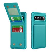 Magnetinis Vertikalių Kortelių Lizdas Piniginė Odinis Dėklas Google Pixel 9 Pro XL 8 8A 7 7A Anti-Fall Krepšio Kišenė Itin Plonas Dangtelis For Google Pixel 9 Pro žalia