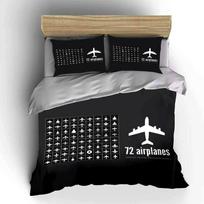 Airplane Icon Stickers Set Decor Multiple Sizes Kid'S And Adults' Bedroom Exquisite 3Pc Bedding Set, Gift EU Twin 135X200cm&set