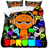 Sprunki Kids Single Duvet Cover Set With 2 Pillowcase, 135 X 200 Cm Duvet Cover 3D Printed , Warm Gifts For Game Fans EU Twin(135x200cm)