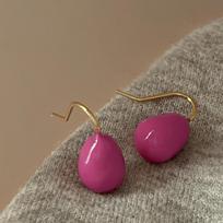 Rainbow Sweet Beans~ High-end French Color Oil Drop Earrings Light Luxury Niche Temperament Girly Earrings Women