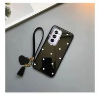 For OPPO A6 Pro A6X A6S Small Love Heart Hard Glass Back Cover For OPPO A5 Pro Schockproof Tassel Wrist Phone Case For OPPO A6S