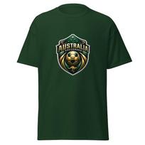 Australija Socceroos 2026 m. Pasaulio taurės marškinėliai | Metalinis žalias ir auksinis skydo herbas su kengūra 4XL