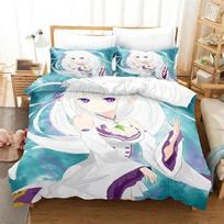 3D Printed Anime Re Zero Rem Ram Emilia Comfortable Duvet Cover Pillowcase Bedding Set Children Bedroom Decoration Home Textile 70x133cm 3pcs