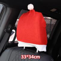 Christmas Car Headrest Cover Red Santa Hat Shape Xmas Decoration Auto Interior Accessory Universal Vehicle Holiday Decor Gift