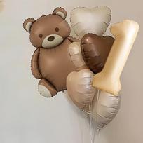 8Pcs Matte Frosted Brown Bear Aluminum Film Balloons Retro Caramel Cream White Love Balloons Birthday Party Festival Celebration 40inch
