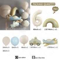 Cute matte matte car airplane rainbow aluminum film balloon set for children's birthday party decoration and accessories 40inch