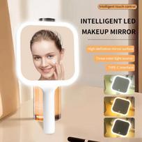 LED Smart Makeup Mirror Hand-held Carry 3 Colors Adjust Bright With Touch Screen Cosmetic Tabletop Vanty Mirror Travel Home Use balta