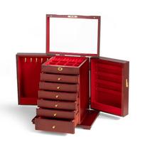 High-Grade Solid Wood Multi-Layer Jewelry Box with Lock brown