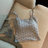 Fashion polka dot with chest pad sling vest, women's beauty back sleeveless camis tank tops vest pilka spalva