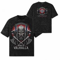Norvegija Norse Vikingų Karių Valhalla Kirvis Marškinėliai 260 GSM | Oversized Sniego Plauti S