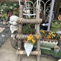Solid wood ladder with leather decoration Log staircase Rope ladder Retro straight ladder ornament Wooden soft Mori white