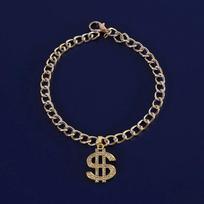 Luxury Pet Necklace with Diamond Dollar Pendant for Dogs Cats Necklace Adjustable Puppy Kitten Collar Pet Cosplay Accessories XS (10-20cm) geltona